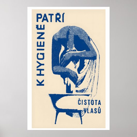 Vrouw Wast Haar Luciferdoosje Print Vintage Tsjech (Voorkant)