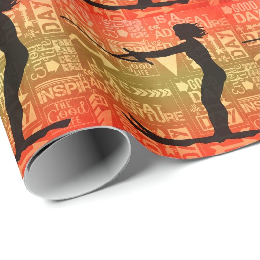 Vrouw Water Skier Great Adventure Typografie Cadeaupapier (Rol Hoek)