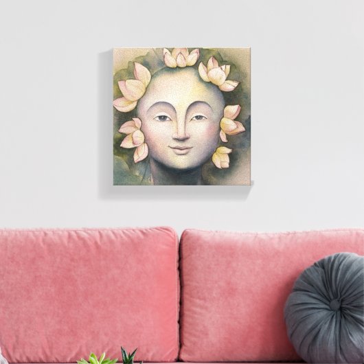 Vrouw Waterverf Gezicht Schilderen Canvas Afdruk (Insitu (Woonkamer))