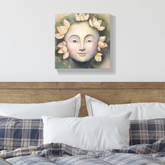 Vrouw Waterverf Gezicht Schilderen Canvas Afdruk (Insitu (Slaapkamer))