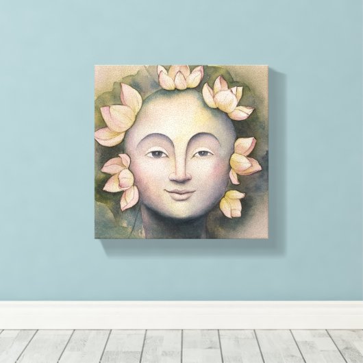 Vrouw Waterverf Gezicht Schilderen Canvas Afdruk (Insitu (Houten vloer))