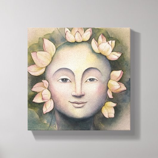 Vrouw Waterverf Gezicht Schilderen Canvas Afdruk (Voorkant)