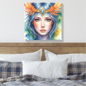 Vrouw Waterverf Gezicht Schilderen Canvas Afdruk (Insitu (Slaapkamer))