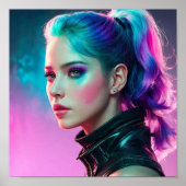 Vrouw Waterverf Gezicht Schilderen Poster (Voorkant)