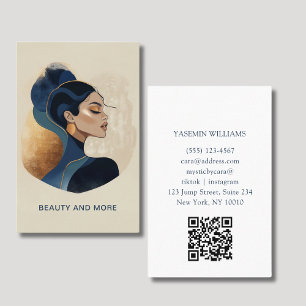 Vrouw Waterverf Salon QR Code Visitekaartje