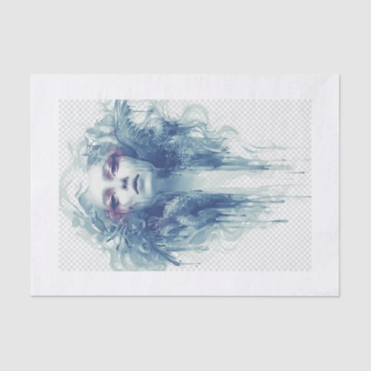 Vrouw Waterverf Schilder portret Bleek grijs Tissuepapier (Voorkant)