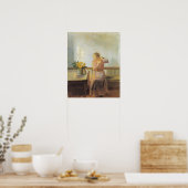 Vrouw weeft een stoel poster (Keuken)