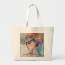  vrouw, wees je mooie zelf grote tote bag