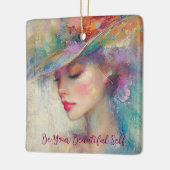  vrouw, wees je mooie zelf keramisch ornament (Links)