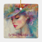  vrouw, wees je mooie zelf keramisch ornament (Achterkant)