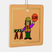 Vrouw Weg Verkeersleider kerstversiering Keramisch Ornament (Rechts)