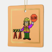 Vrouw Weg Verkeersleider kerstversiering Keramisch Ornament (Links)