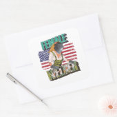 Vrouw welder Amerikaanse vlag cadeau lassingkoning Vierkante Sticker (Envelop)