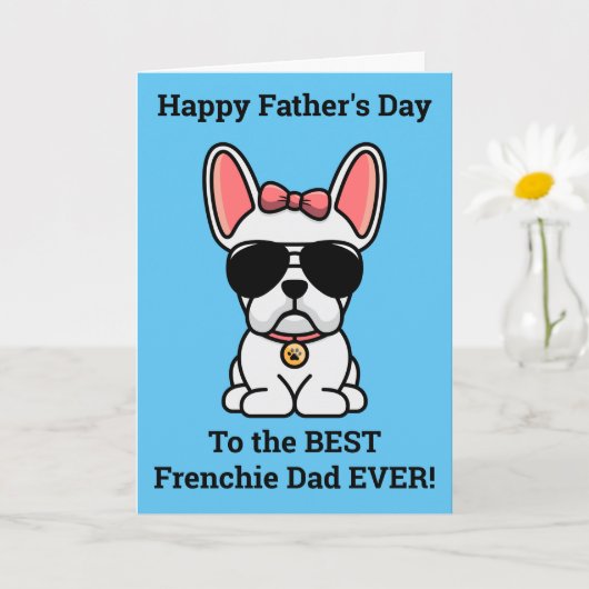 Vrouw White French Bulldog Vaderdag Card Kaart (Kleine Plant)
