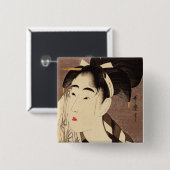 Vrouw Wiping Zweet  Kunst Vierkante Button 5,1 Cm (Voorkant /achterkant)