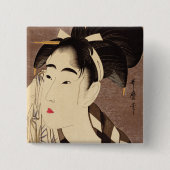 Vrouw Wiping Zweet  Kunst Vierkante Button 5,1 Cm (Voorkant)