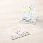 Vrouw Witte Wildflower Eenvoudige 50ste Verjaardag Kartonnen Onderzetters (Insitu)