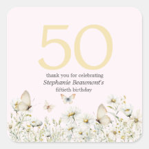 Vrouw Witte Wildflower Eenvoudige 50ste Verjaardag