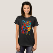 Vrouw Wolf Hoofd Native American Creatief T-shirt (Voorkant volledig)