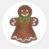 Vrouw Woman Kerstfeestdagen Koekjes Ronde Sticker (Voorkant)