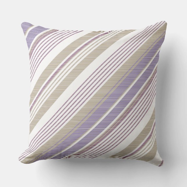 Vrouw: Woman Lavender/Tan Stripe Pillow Kussen (Voorkant)