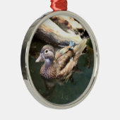 Vrouw Wood Duck Metalen Ornament (Rechts)