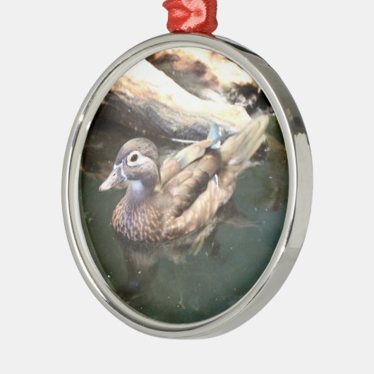 Vrouw Wood Duck Metalen Ornament (Links)