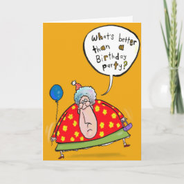 Vrouw Woordvoerder met Ballon en Verjaardag pet. Kaart