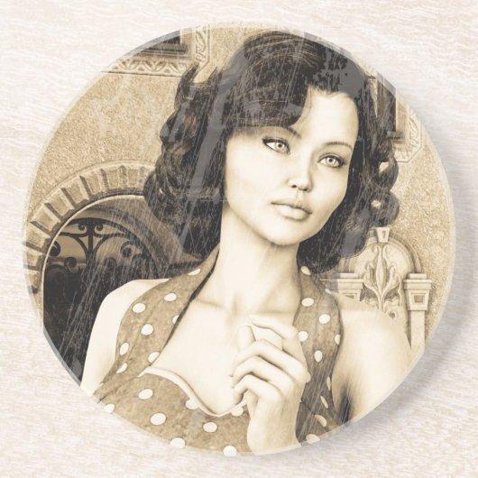 vrouw zandsteen onderzetter (Voorkant)