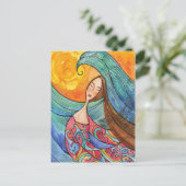 Vrouw Zee Ocean Art Briefkaart (Staand voorkant)