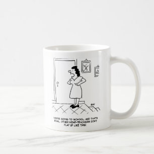 Vrouw zegt: "Je gaat naar school en dat is definit Koffiemok
