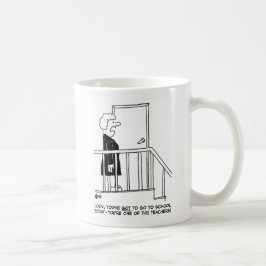 Vrouw zegt: "Je moet naar school" Koffiemok