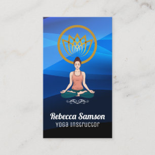 Vrouw zit in yoga-houding visitekaartje