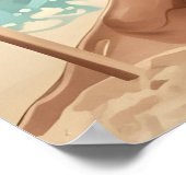 vrouw zit op het strand poster (Hoek)