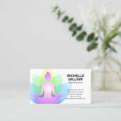 Vrouw zittend in Lotus Visitekaartje (Staand voorkant)