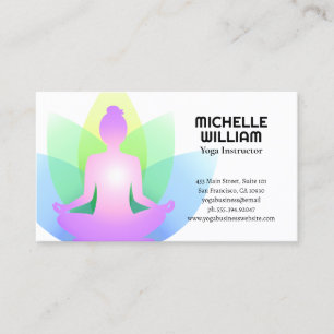 Vrouw zittend in Lotus Visitekaartje