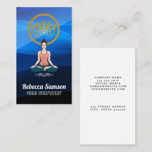 Vrouw Zittend In Yoga Pose Visitekaartje (Voorkant / Achterkant)