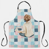 VROUW ZITTEND MET BOEKEN EN HETE DRANK SCHORT (Voorkant)