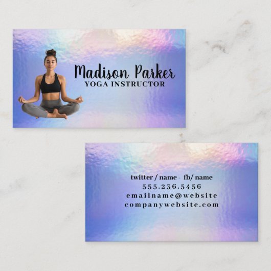 Vrouw zittend met gekruiste benen | Pastel Irides Visitekaartje (Voorkant / Achterkant)