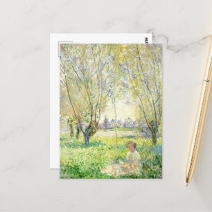 Vrouw Zittend onder de Wilgen door Claude Monet Briefkaart