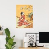 Vrouw zittend onder kersenbloesem poster (Thuiskantoor)