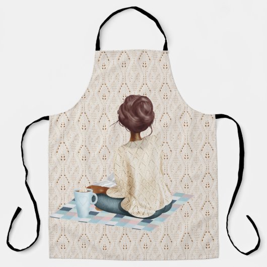 VROUW ZITTEND OP DEKEN MET HETE DRANK SCHORT (Voorkant)