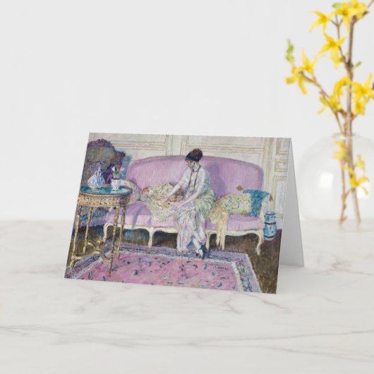 Vrouw zittend op een bank | Frederick Carl Friesek Kaart (Gele Bloem)