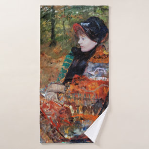 Vrouw zittend op een bank, Mary Cassatt Badhanddoek