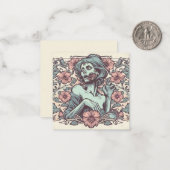 Vrouw Zombie Art Nouveau met Flowers  Notitiekaartje (Voorkant / Achterkant in situ)