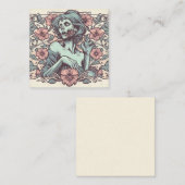 Vrouw Zombie Art Nouveau met Flowers  Notitiekaartje (Voorkant / Achterkant)