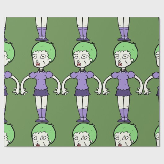 Vrouw Zombie Wrapping Paper Cadeaupapier (Vlak)