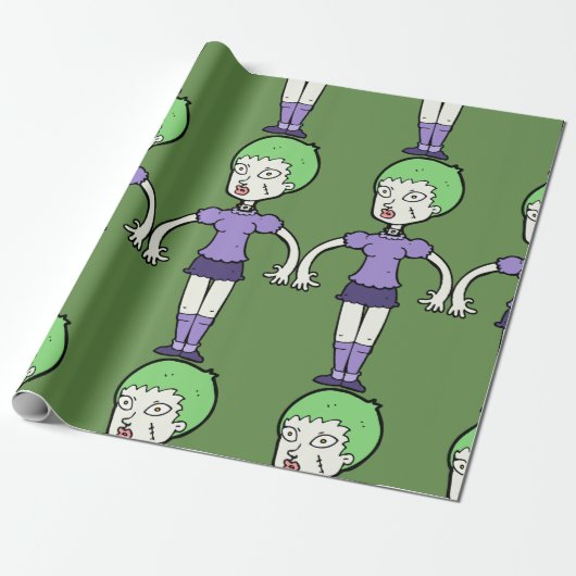 Vrouw Zombie Wrapping Paper Cadeaupapier (Uitgerold)