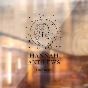 Vrouw, zon, maan, ster, handelsnaam branding raamsticker