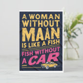 Vrouw Zonder Man Is Als Vis Zonder Auto-KAART Kaart (Staand voorkant)